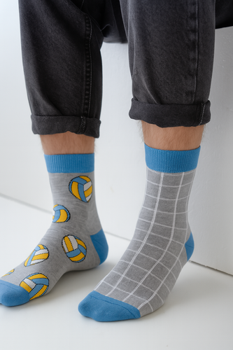 Șosete bărbați Milena 1153-041 – „Voleiul este o nepotrivire” | Model colorat, bumbac, producție poloneză