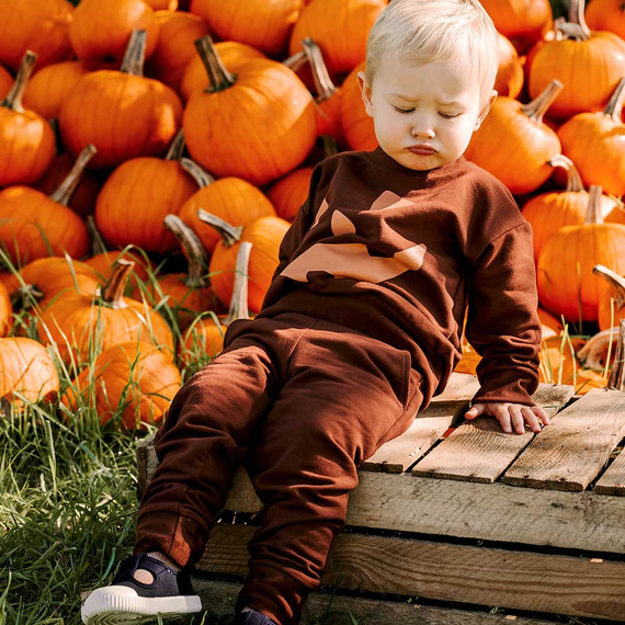 Trening pentru copii Eevi Halloween maro - set călduros, hanorac și pantaloni