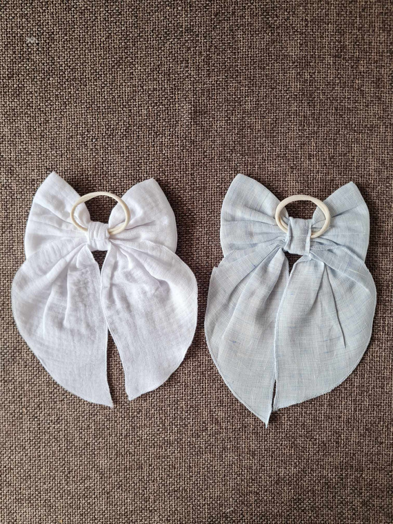 KGN16 Arc de păr din in cu bandă elastică Marija - albastru