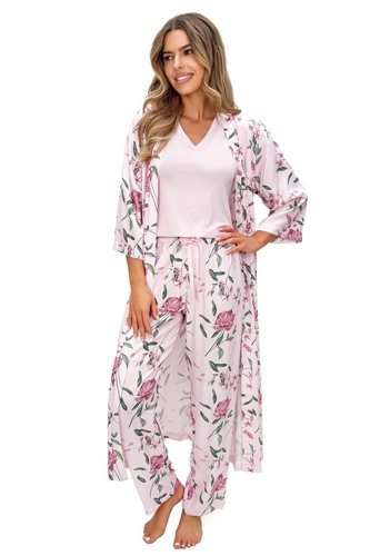 Pijama damă Donna Gabriela Long vâscoză dantelă decolteu V confort