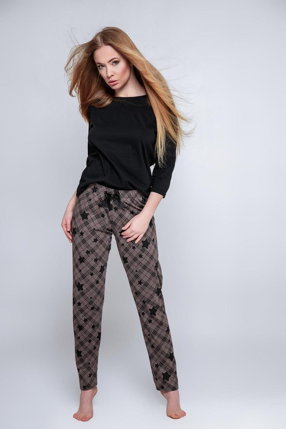 Pijamale Sensis Reach For The Stars pentru femei - Negru-Maro