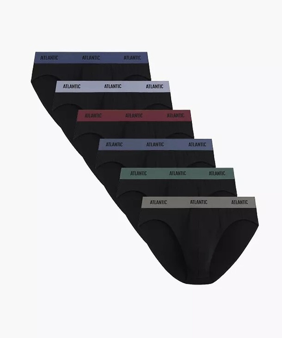 Slipuri bărbați Atlantic 6SMP-004 A6 negru – set 6 bucăți, 95% bumbac, croială sport