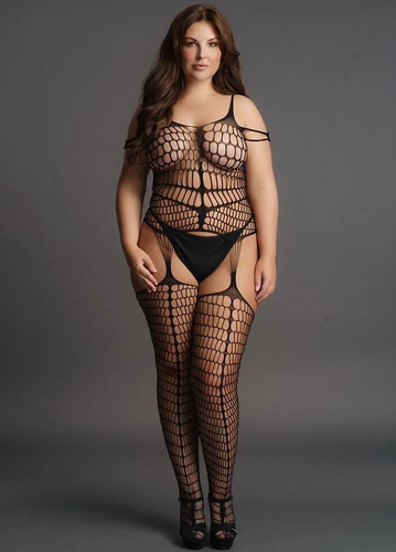 Bodystocking DES021 Le Désir plus size, body senzual din plasă