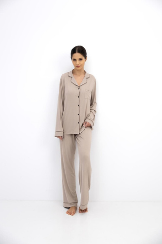 Sensis Novara Cappuccino pijama damă din vâscoză, cu nasturi