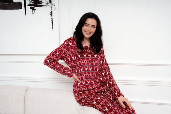 Islanda Fleece Femei Set Italian Fashion - burgundy print