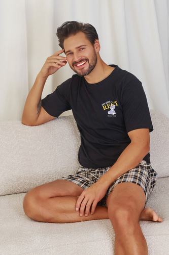 7231 Pijamale pentru bărbați Doctor Nap - neagră