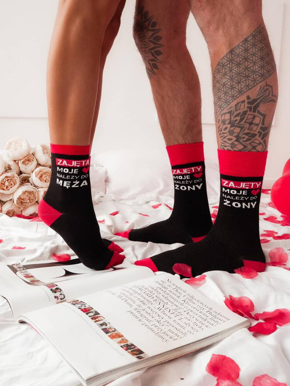 0125-016 Ciorapi bărbați Milena de Ziua Îndrăgostiților - negri