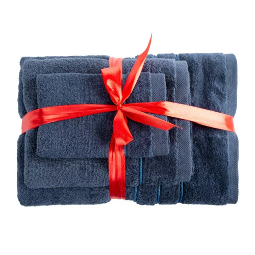 Set prosoape Eurofirany 3 piese moi absorbante elegante premium Sibel navy