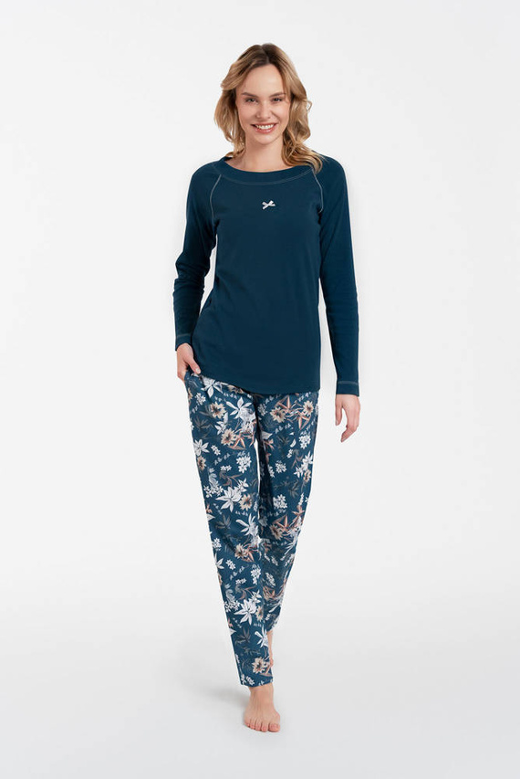 Hariet Pijama de damă cu mâneci lungi, pantaloni lungi Italian Fashion- marine/print