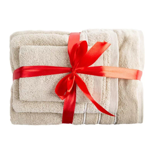 Set prosoape Eurofirany 3 piese moi absorbante elegante premium Sibel beige