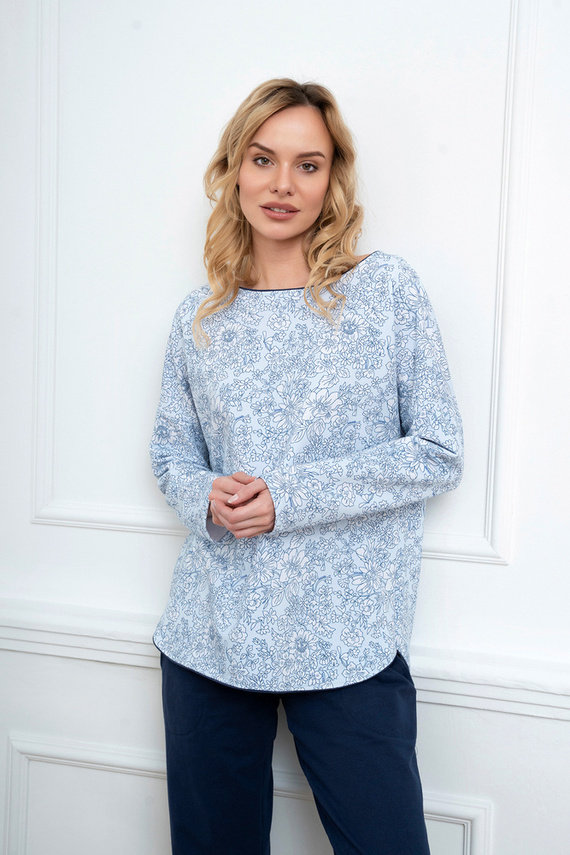 Gracjela Pijama de damă cu mânecă lungă, pantaloni lungi Italian Fashion - imprimeu albastru/verde