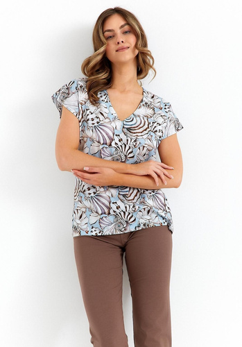 483 Pijamale Cana dama - albastru ciocolata