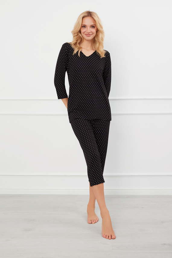 Pijama 3/4 pentru femei Puntini Italian Fashion - negru 