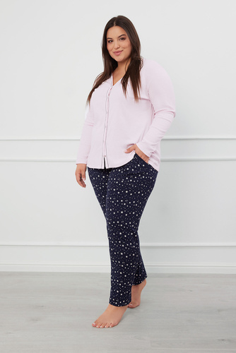 Libra Pijama de damă cu mânecă lungă și pantaloni Italian Fashion - roz/print 