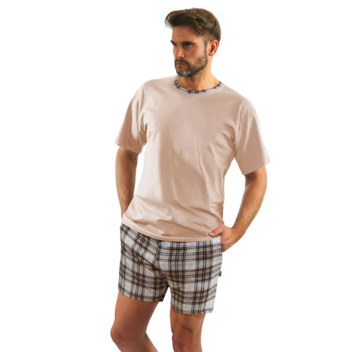 2576/53 Pijamale bărbați, mâneci scurte, pantaloni scurti, Sesto Senso, bej
