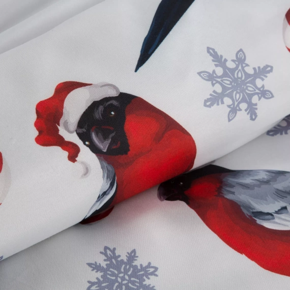 Lenjerie de pat Melody Crăciun, perdele euro din microfibră, roșii, decorate cu imprimeu de Crăciun