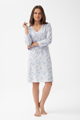 Cămașă de noapte 261 Luna albastră – bumbac, mâneci 7/8, confortabilă și feminină