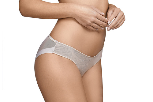 Chiloți de damă Katia Selene - bej, fără cusături, cu tul și model geometric