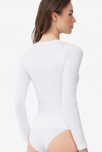 Gatta T-Shirt L 2635 bluză damă fără cusături, mânecă lungă, microfibră, albă
