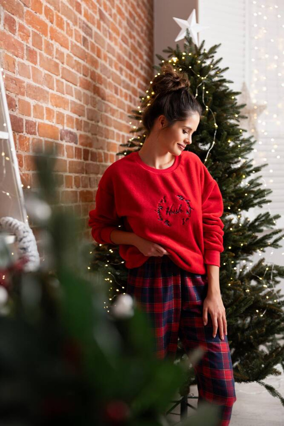 Pijamale pentru femei Cordelia Sensis - Bleumarin-Roșu