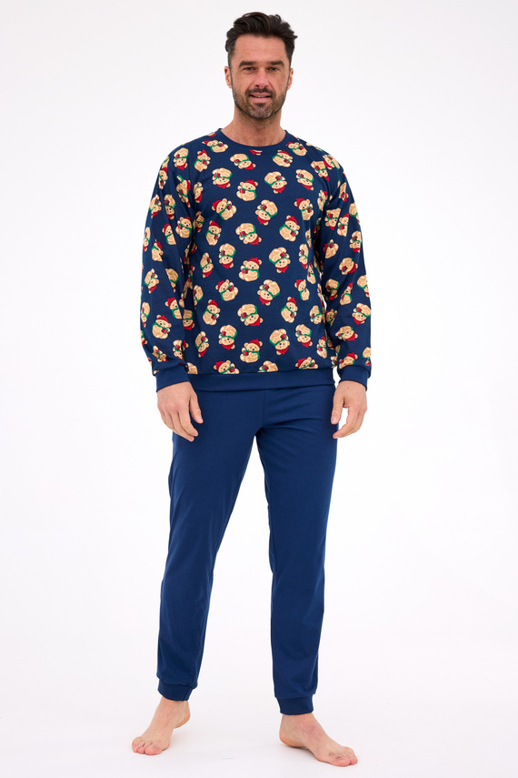 Pijamale bărbătești 457/293 Teddy 6 Cornette – Crăciun, bleumarin, bumbac