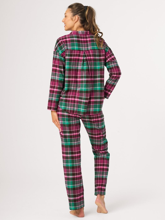 Pijamale damă Key LNS 414 B26 fucsia – flanelă, în carouri, 100% bumbac