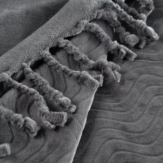 Cuvertura de pat Emma Patura cu franjuri, perdele euro, otel