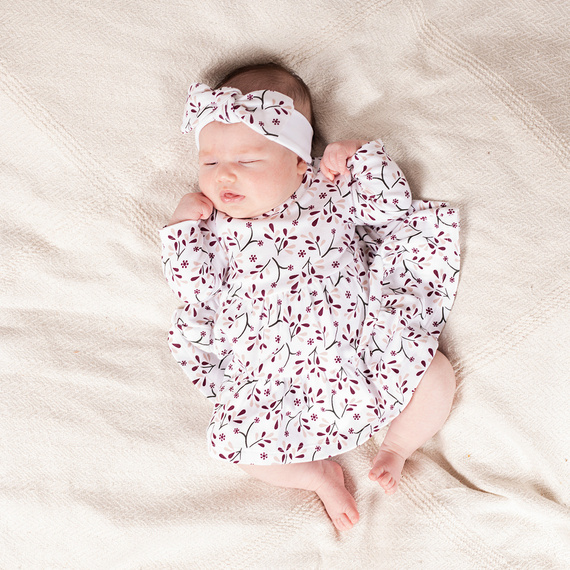 217065 Bentita din bumbac Alisa Nicol cu fundita - model floral