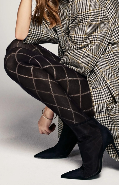 Colanți Grandi Rombo 60 den Veneziana negri – model geometric, moi și elastici