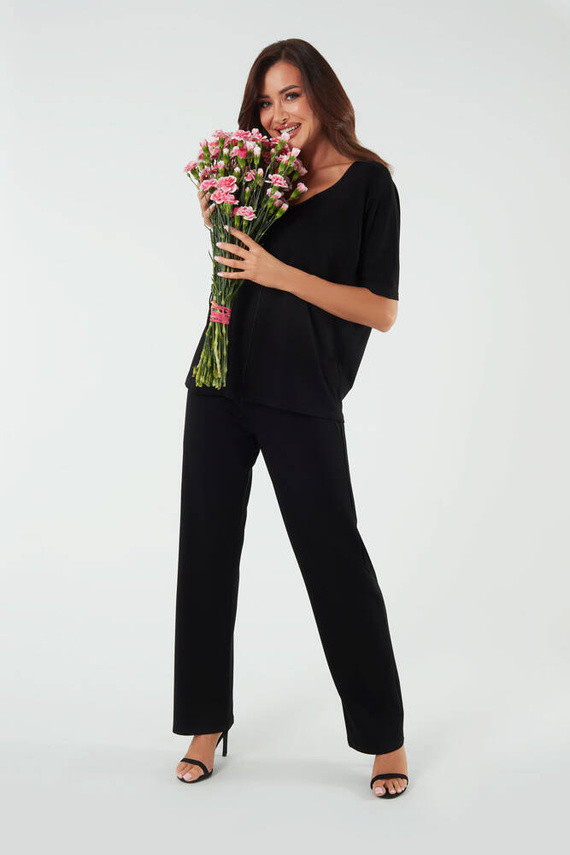 Soler Pantaloni lungi pentru femei Italian Fashion - negru