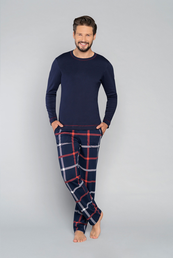 Horton Pijama cu mânecă lungă pentru bărbați, pantaloni lungi Italian Fashion - albastru navy/print