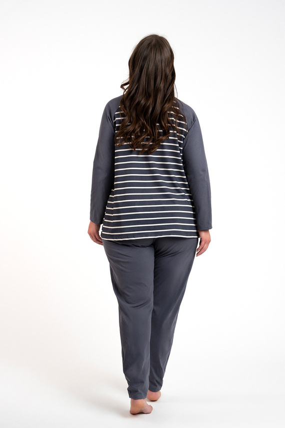 Oda Pijama de damă cu mânecă lungă, pantaloni lungi Italian Fashion - imprimeu grafit/grafit