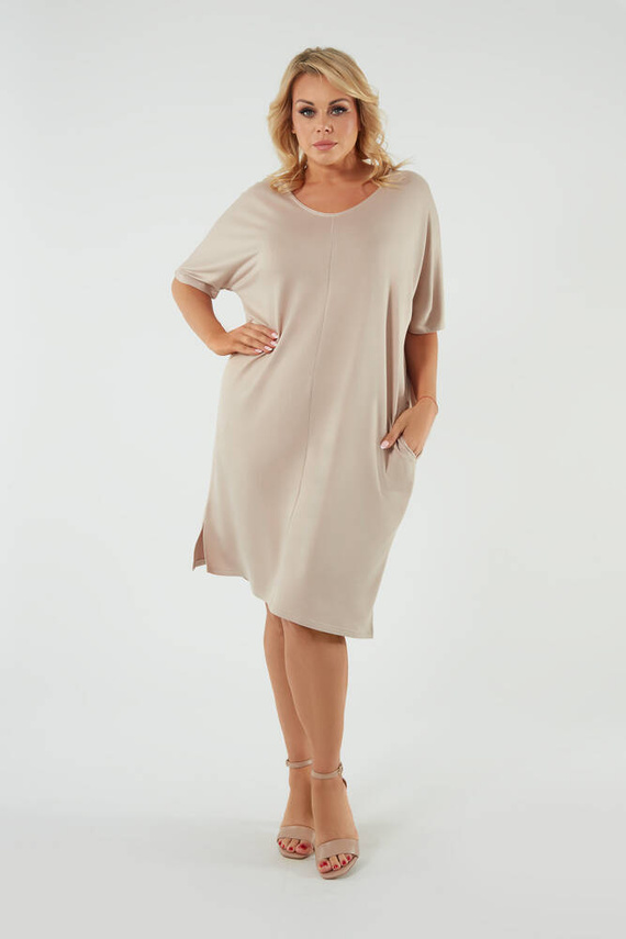 Tunică cu mânecă scurtă pentru femei Soler Italian Fashion - bej