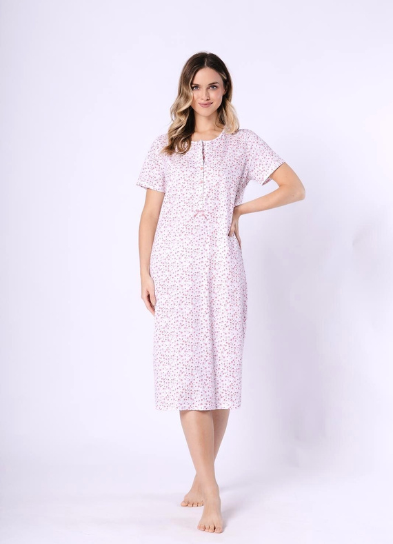 Cămașă de noapte damă Oriana 1723/1760 Leveza, 100% bumbac, mânecă scurtă