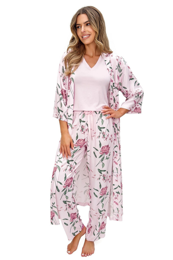Pijama damă Donna Gabriela Long vâscoză dantelă decolteu V confort