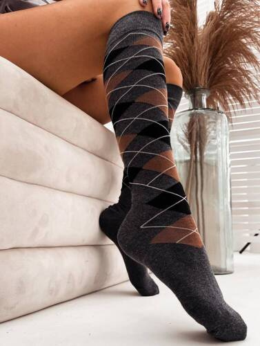 0248-006 Romby Podkolanówki Milena - 06 ciemny melanż