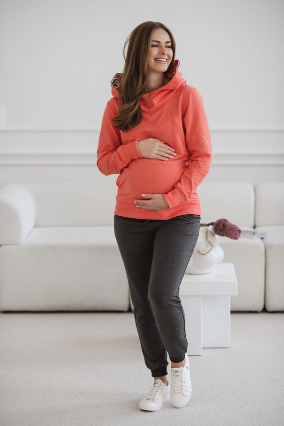 Hanorac de alăptare Milk Please Milk&Love cu glugă de corai