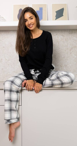 Pijamale Blanche Flannel Sensis pentru femei - Negru