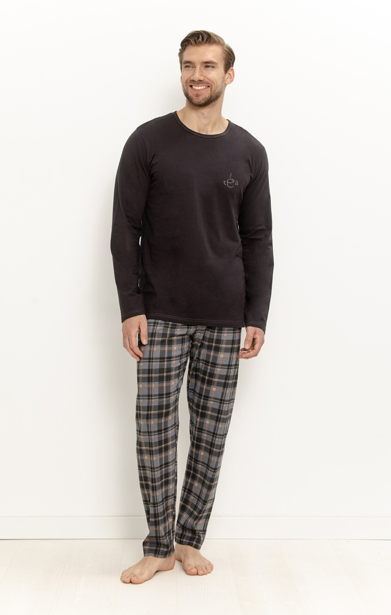 Pijamale bărbați Taro 3663 Laurent 100% bumbac, pantaloni lungi în carouri