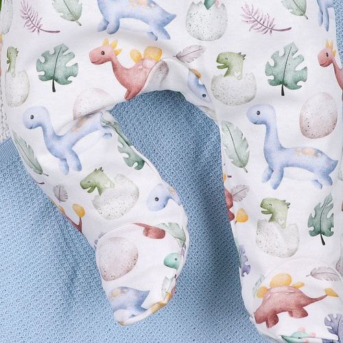 Pijama pentru bebeluși ABN-5572 cu imprimeu Nini pentru dinozauri | Bumbac organic, croială confortabilă