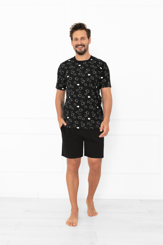 Pijama pentru bărbați Wito - mânecă scurtă și pantaloni scurți, bumbac MEGA SOFT Modă italiană  