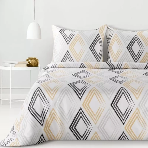 Spring 35 geometrie lenjerie de pat satin perdele euro alb/galben