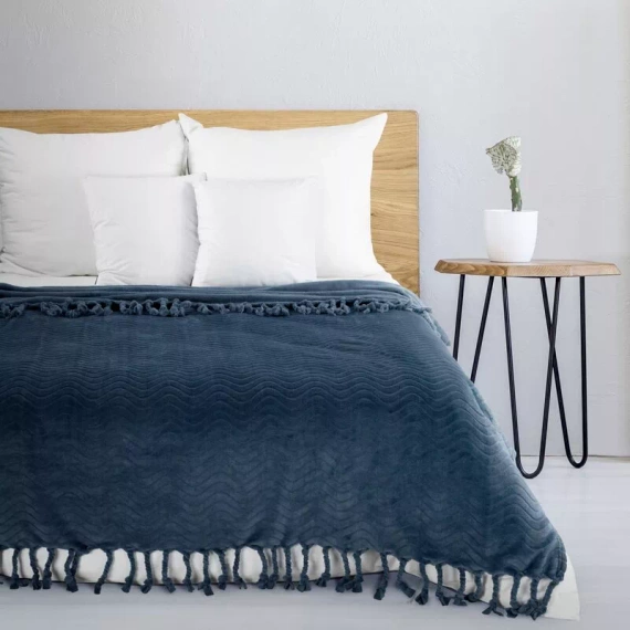 Emma Cuvertură de pat cu franjuri Eurodraperii, bleumarin