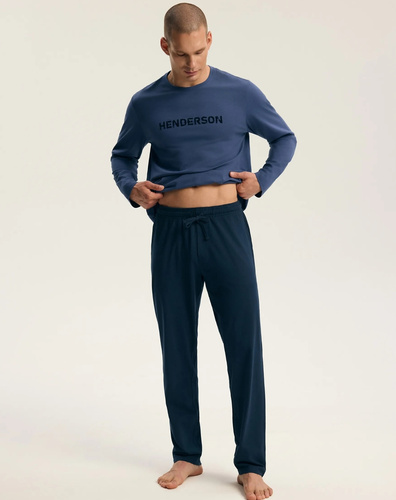 Henderson Flock 45491 Pijamale bărbați lungi Steel Blue 100% bumbac