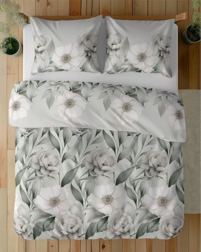 5220 B Lenjerie de pat satin romantic Magnolia Detexpol verde