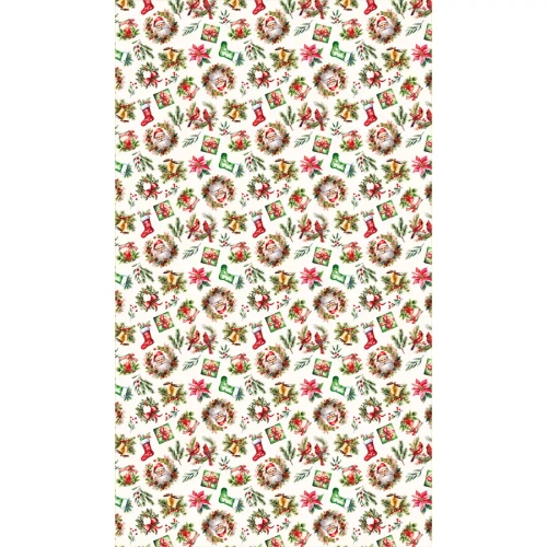 Față de masă roșie de Crăciun C03 Marquiseta – impermeabilă, elegantă, producție poloneză