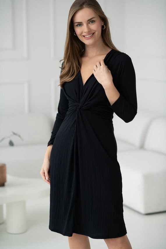 Rochie Loop de maternitate si alaptare, maneca 7/8, Milk&Love, neagra