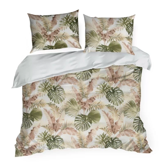 Spring 29 Flowers lenjerie de pat satin Euro perdele alb/verde