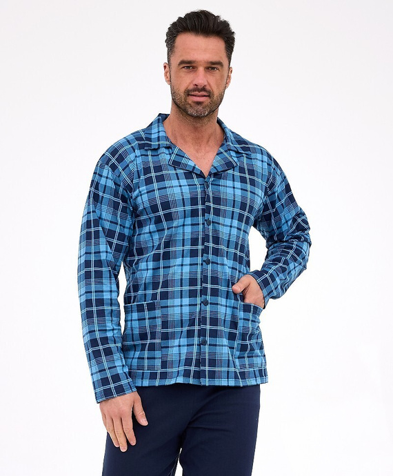 114/82 Pijamale bărbați Cornette | Fermoar, 100% bumbac, guler și buzunare