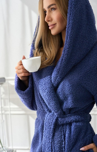 Halat de baie cu glugă pentru femei 2555 Heaven L&amp;L, bleumarin - Confort și stil